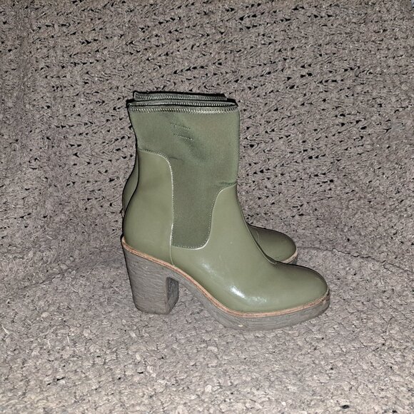 CAMPER TOGETHER RACHEL COMEY-Khaki Patent Leather/Nylon Pull-On Booties-Sz 36-EX - Picture 5 of 8